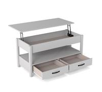 GIANTEX Tavolino da salotto con piano sollevabile, tavolo da salotto con 2 cassetti, ripiano aperto e vano nascosto, cassetti con motivo ondulato, 100 x 46 x 50 cm, per ufficio, camera da letto