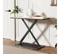GIANTEX Tavolo consolle con piano in marmo, tavolo stretto con struttura in metallo robusto e piedini antiscivolo, 100 x 40 x 77,5 cm, tavolino per ingresso, soggiorno
