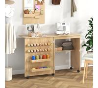 GIANTEX Tavolo Cucire con Ruote, Tavolino Cucito Pieghevole, Asse da Stiro Richiudibile, Mobile per Macchina da Cucire a Scomparsa, Allungabile a 3 Livelli, 58x40x78 cm, 2 Colori Disponibili