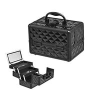 GIANTEX Valigetta per Cosmetici, Scatola Trucchi Professionale, Valigetta per Trucchi, con Specchio, Beauty Case, Pieghevole e Portatile, 23 x 15 x 18 cm