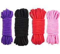 GiantGo 4PCS 5 metri di corda in morbido cotone attorcigliato, corda per legare con nodo in cotone spesso multifunzionale intrecciato, 8 mm di diametro spago forte intrecciato, nero rosso viola rosa