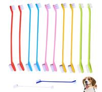 GiantGo Kit di 12 spazzolini da denti per cani e gatti, 10 spazzolini a doppia testa con manico lungo e 2 mini spazzolini per la pulizia dei denti, per animali domestici, cani, gatti, cuccioli, cure