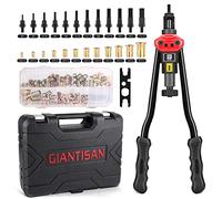 GIANTISAN Utensile per Dadi per Rivetti da 40,6 cm, Kit con 12 Mandrini metrici e SAE, Dadi per Rivetti, 176 Pezzi e Robusta Custodia per Il Trasporto