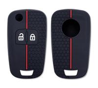 Gianto Cover Chiave Compatibile con Opel Adam Astra Corsa Mokka Insignia Meriva Zafira Vauxhall, Guscio di Silicone Gomma per Telecomando Auto, Antiscivolo, Nero con Inserti Rossi