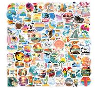 Giantree 120 adesivi estivi da spiaggia - a tema spiaggia hawaiana e surf, adesivi tropicali impermeabili in vinile per laptop, bottiglie d'acqua, bagagli, telefono e skateboard