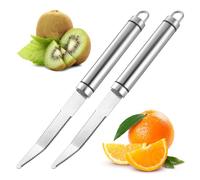 Giantree 2 cucchiai di pompelmo, coltello da pompelmo, coltello curvo per pompelmo, in acciaio inox con taglio ondulato, pelapatate per frutta e cucina, utensili da intaglio curvi per agrumi