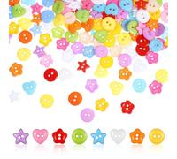 Giantree 200 Bottoni Colorati Per Lavoretti, Rotondi Buttons A Forma Di Cuore Buttons Stella Fiore Bottoni Colori E Stili Misti Per Cucito Artigianato Progetti Fai Da Te Album Di Ritagli