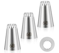 Giantree 3 beccucci 6B per torta, in acciaio inox, grandi punte per decorare torte, crema al burro, glassa, torte di compleanno, cupcake, accessori da forno fai da te