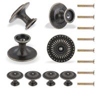 Giantree 8 pomelli in ottone anticato per armadi, pomelli per cassetti vintage retrò, pomelli piatti per cassetti con motivo a raggi solari dorati stagionati, pomelli per cassetti opachi per comodini