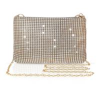 Giantree Borsa da sera da donna, lucida, da sera, con strass, per ballo, matrimonio, fidanzamento, cocktail, feste, banchetti, gold