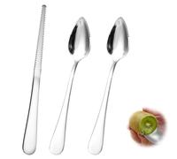 Giantree Cucchiaio da pompelmo in acciaio inox, 3 pezzi, 2 cucchiai di pompelmo in acciaio inox e 1 coltello da pompelmo integratore per alimenti per bambini, cucchiaio per kiwi mele pompelmo