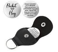 Giantree Pocket Hug Coin Charm, Ciondolo Moneta Abbraccio Tascabile Portachiavi con Parole di Incoraggiamento Ispirato Moneta di Buona Fortuna Regali (Style A)