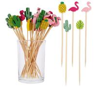Giantree Spiedini da cocktail, 100 spiedini da 12 cm, per snack, finger food, bastoncini da cocktail in legno, con decorazione per spiedini, finger food cocktail, spiedini, decorazione per feste