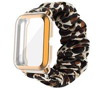 Giaogor Cinturino compatibile con Amazfit Bip U, morbido elastico per capelli per smartwatch Amazfit Bip U, Leopardo + custodia in oro rosa, Classico