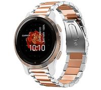 Giaogor Cinturino compatibile con Garmin Venu 2S, cinturino classico in acciaio inox per smartwatch Garmin Venu 2S (argento oro rosa)