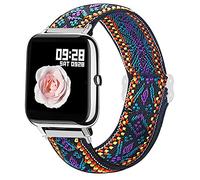 Giaogor Cinturino compatibile con Popglory P22, cinturino in tessuto regolabile, morbido ed elastico, cinturino di ricambio per smartwatch Popglory P22 e Nessun metallo, colore: fiore viola