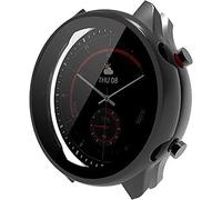 Giaogor - Custodia protettiva per Amazfit GTR 3 Pro, con pellicola protettiva in vetro compatibile con Amazfit GTR 3 Pro/GTR 3 Smartwatch 2021 (GTR 3 Pro, nero)