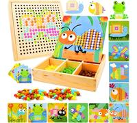 Giaonlgy Gioco Bottoni per Bambini Tavoletta con Chiodini, Mosaico Giochi Puzzle Bambini 3D, Mosaic Pegboard Game, Montessori Giocattolo Educativo per Ragazzi Ragazze 3 4 5 6 7anni (Giardino)