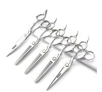 Giappone 440C Parrucchiere Studio Barber Styling Professionale Toolset Moda 6' Barber Forbici e Forbici Efficienti(6 pollici, 5 pezzi-A)