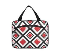 Giappone Argyle modello rosso nero appeso cosmetici borse da viaggio per le donne con gancio, kit portatile di design borsa per adulti zaino in spalla bolso de maquillaje para Mujer L