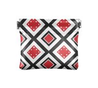 Giappone Argyle modello rosso nero da donna in pelle portamonete impermeabile mini custodia cosmetica per donna, Giappone Argyle modello rosso nero, 1 size, Stampa artistica