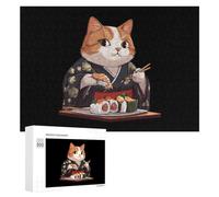 Giappone Cat Mangiare Sushi Puzzle per Adulti Famiglia Attività Giochi Home Decor Puzzle 300 PCS