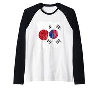 Giappone Corea del Sud Mezza Bandiera Maglia Giapponese Corea del Maglia con Maniche Raglan