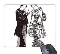 Giappone cultura tradizionale nero kimono donne Samurai Sword Line schizzo Japanese style Art Illustration rettangolo gomma antiscivolo mouse Game mouse pad