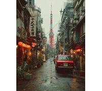 Giappone Diamond Painting, Vista Stradale 5D Diamond Painting Kit Completo, DIY Disegni con Perline da Attaccare, 5D Quadri con Perline Kits, Passatempo per Adulti, Deco Primavera, 40x50cm 7-1691