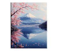 Giappone Dipingi con i Numeri per Adulti, Paint by Numbers Fiori di ciliegio, Kit Pittura Adulti con Vernici e Pennelli, Kit di Pittura Acrilica Fai-da-Te, Decora Casa, 80x110cm Senza Cornice 2w-368