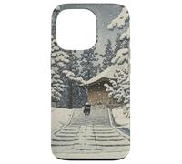 Giappone Inverno Tempio Sentiero Foresta Neve Tranquillo Hasui Kawase Custodia per iPhone 13 Pro
