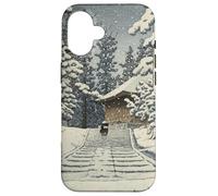 Giappone Inverno Tempio Sentiero Foresta Neve Tranquillo Hasui Kawase Custodia per iPhone 16