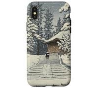 Giappone Inverno Tempio Sentiero Foresta Neve Tranquillo Hasui Kawase Custodia per iPhone X/XS