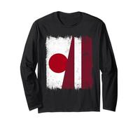 Giappone Lettonia Half Flag Japanese Lettone Heritage Maglia a Manica