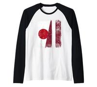 Giappone Lettonia Half Flag Japanese Lettone Heritage Maglia con Maniche Raglan