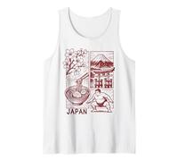 Giappone Manga Illustrazione Cherry Blossom Mt Fuji Ramen Torii Canotta