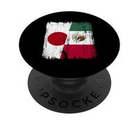 Giappone Messico Mezza Bandiera Giapponese Messicano PopSockets PopGrip Adesivo