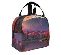 Giappone Monte Fuji Paesaggio Stampa Pieghevole Isolato Lunch Bag Pasti Snack Bevande Ragazzi Ragazze Adolescenti Picnic