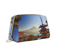 Giappone Mount Stampa Makeup Bag Portatile Versatile Toiletry Bag Grande Capacità Cosmetic Bag per le Donne, bianco, Taglia unica, Beauty case