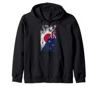 Giappone & Nuova Zelanda Bandiere - Kiwi Giapponese, Nuova Zelanda Felpa con Cappuccio