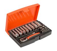 Giappone NUOVO Bahco Deep Socket Wrench Set 37 pezzi SL25L 1/4" acciaio legat...