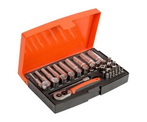 Giappone NUOVO Bahco Deep Socket Wrench Set 37 pezzi SL25L 1/4" acciaio legat...