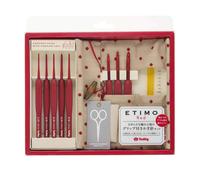 Giappone NUOVO ETIMO Red Crochet Hook Set Red Tulip TED001 con custodia e rig...