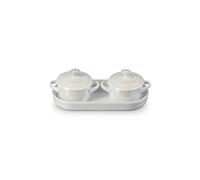 Giappone NUOVO Le Creuset Heatproof Petit Rose Cocotte Set 2 pezzi bianco luc...