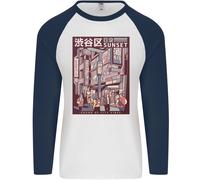 Giappone Suono Di Città Vibes Uomo L/S Maglietta Da Baseball