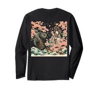 Giappone Ukiyo-e Kannyin Bodhisatta Dragon Sakura Wave Back Print Maglia a Manica