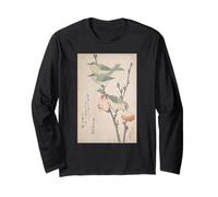 Giapponese Art Birds Occhi Bianchi su Un Ramo di pesco Maglia a Manica