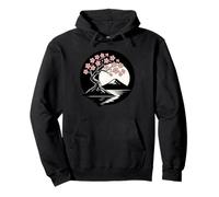 Giapponese Bonsai Fiore Fiori Albero Silhouette Mt Fuji Felpa con Cappuccio