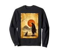 Giapponese Bushido Zen Mountain Artistico Giappone Samurai Cat Felpa