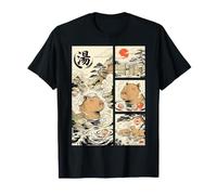 Giapponese Capybara Onsen Comic Ukiyo-e Hot Spring Art Maglietta